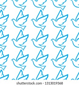 Birds Silhouettes Vector Seamless Pattern. Flying Pigeons background. Doves pattern vector illustration. Pigeon silhouette. 