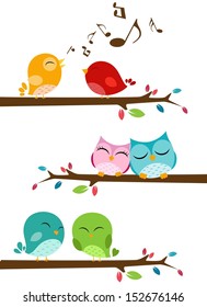 Birds Singing on a branch