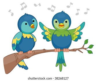 Birds Singing - Vector