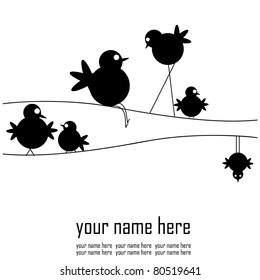 Birds sit on wires. A vector illustration