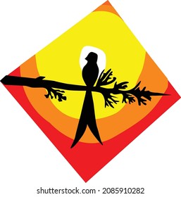 Die Vögel sitzen auf den Ästen der Baum-Vektorgrafik Illusion druckfertiges Design Verwendung auf T-Shirt-Schleim etc.