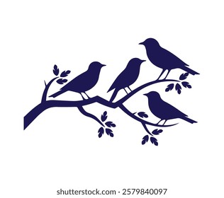 Birds sitting on a tree branch Silhouette Vector design