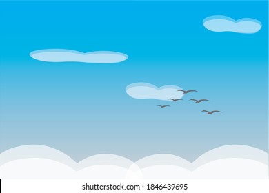 birds in the sky. flying away to south. season changing conception