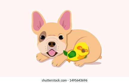 Birds sleep on a dog vector illustration