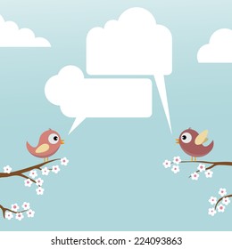 Birds with speech bubbles