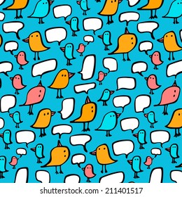 Birds and speech bubbles seamless pattern