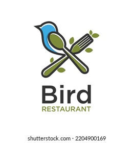 Birds, spoons and forks, suitable for restaurant logos, cafes and other logos.