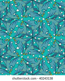 birds and stars seamless pattern