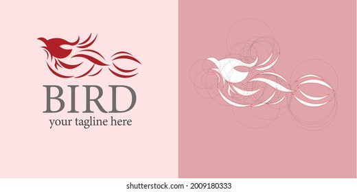 Birds with strong pressure scalling with golden ratio logo design