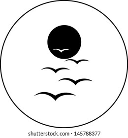 birds and sun or bats and moon symbol