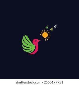 Pájaros con el diseño del logotipo del sol