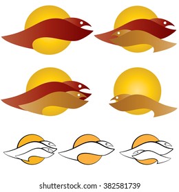 birds and the sunset, the logo.