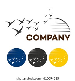 Birds at sunset logo