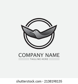 Birds and swallow dove logo design and vector animal wings and flying bird