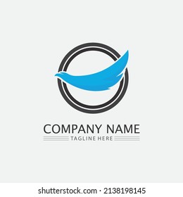 Birds and swallow dove logo design and vector animal wings and flying bird