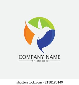 Birds and swallow dove logo design and vector animal wings and flying bird