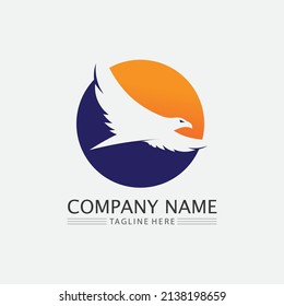 Birds and swallow dove logo design and vector animal wings and flying bird