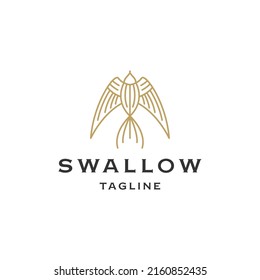 Birds swallow line logo icon design template flat vector