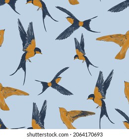birds swallows fly in the sky pattern