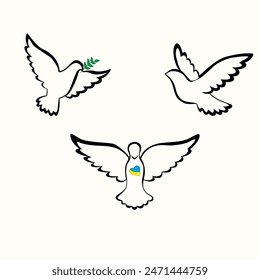 Birds as a symbol of freedom and will. Dove of peace. Peace. Love. Print on the goods. Vector image. The image is unique. Individual image. Unique product. Bird.