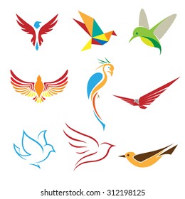 Birds symbols logo and icons