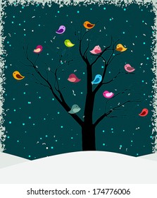 birds talking in winter vector