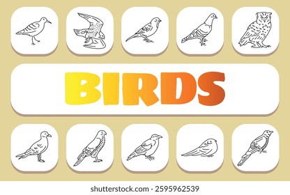 birds text concept. Shablon for presentation and Infographics. Minimal Clean Icons for Apps and Websites.