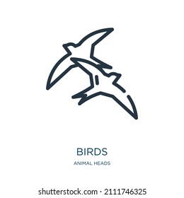 birds thin line icon. bird, wing linear icons from animal heads concept isolated outline sign. Vector illustration symbol element for web design and apps.