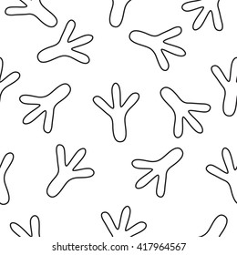 Birds trace pattern background, hen and chicken footprints seamless vector backdrop