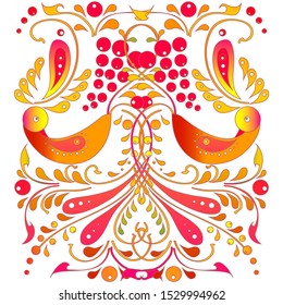Birds , traditional ornament on a white