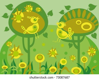 Birds in a tree
