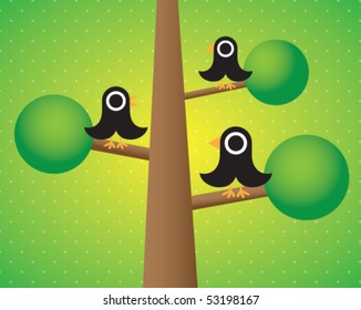 birds at the tree in japanese style