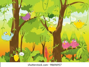 birds in the trees