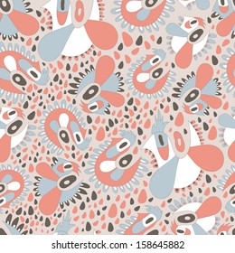 Birds and trees in autumn.Floral background with flowers  and bird . Seamless pattern can be used for web page backgrounds,  wallpapers ,pattern.