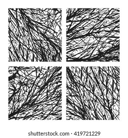 Birds in the trees Ink hand drawn Abstract vector backgrounds