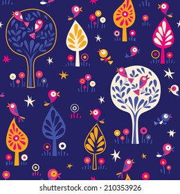 birds in the trees nature forest night pattern