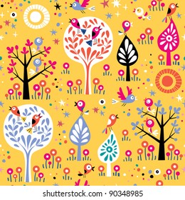 Birds in the trees nature pattern