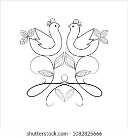 Birds and twig abstract seamless pattern. Fashion graphic background design. 