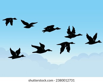 Birds V Formation vector illustration