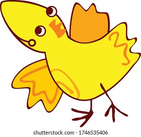 Birds vector illustration cartoon isolated on white background. Funny deer tick yelloy red orange cartoon.