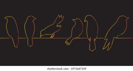 Birds vector image, abstraction. Drawing of birds on a branch, logo. 