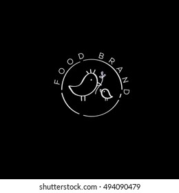 Birds vector logo template. Feeding illustration. Cute birds illustration