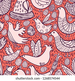 Birds vector seamless pattern. Vector design, perfect for textiles, home decor, womens fashion, gift wrapping paper and stationery.