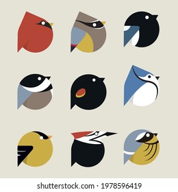 AVES EN VECTORES, EN DISEÑO CIRCULAR