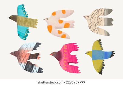 Birds, watercolor painting. vector illustration of animal collection. isolated. freedom concept artwork.