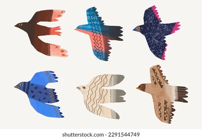 Birds, watercolor painting. vector illustration of animal collection. isolated. freedom concept artwork.