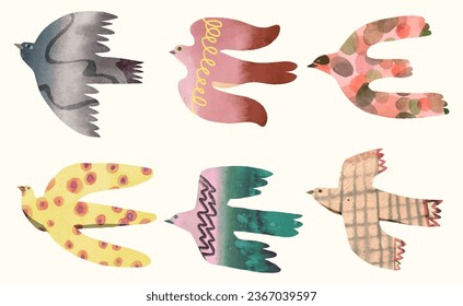 Birds, watercolor painting. vector illustration of animal collection. isolated. freedom concept artwork.