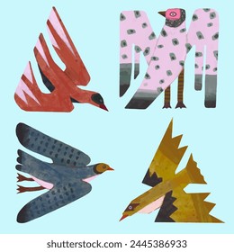 Birds, watercolor painting. vector illustration of animal collection. isolated. freedom concept artwork.