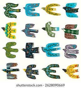 Birds, watercolor painting. vector illustration of animal collection. isolated. freedom concept artwork