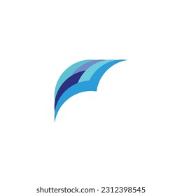 Vögel, Wellengeometrische Symbole, einfaches Logo, Vektorgrafik